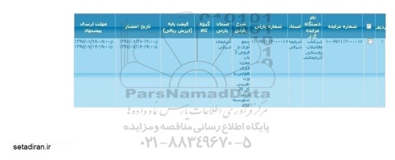 مزایده, مزایده جمع آوری و فروش 3 باب مخزن فلزی هوایی ...