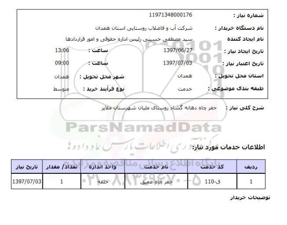 استعلام, حفر چاه دهانه گشاد