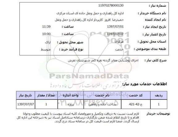 استعلام, اجرای روشنایی معابر 