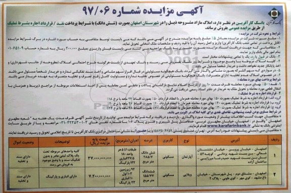 مزایده,  مزایده ملک مازاد کاربری مسکونی اصفهان 