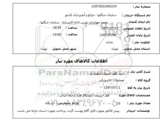 استعلام, کولر اسپلیت اینورتردار 