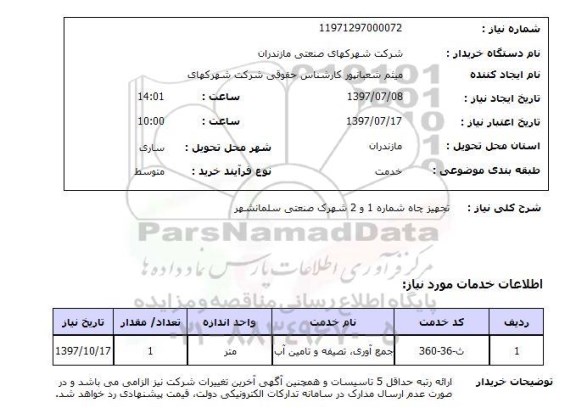 استعلام , تجهیز چاه 