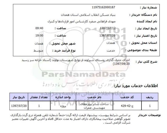 استعلام اجرای جدول گذاری روستا