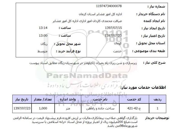 استعلام,زیرسازی و شن ریزی راه