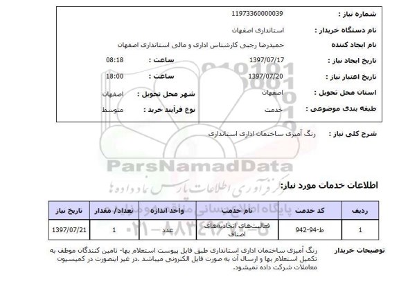 استعلام, رنگ آمیزی ساختمان اداری استانداری 