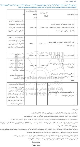 آگهی مناقصه عمومی , مناقصه پیاده رو سازی و ترمیم کف خیابانهای