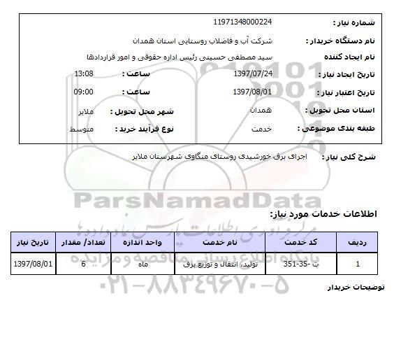 استعلام, اجرای برق خورشیدی روستای