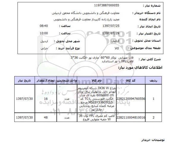 استعلام, قاب مهتابی توکار، لامپ کم مصرف 