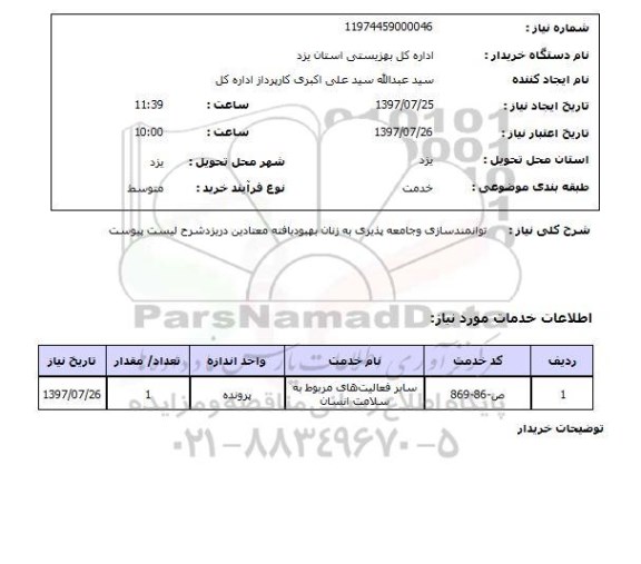 استعلام,  استعلام  توانمندسازی و جامعه پذیری به زنان ...