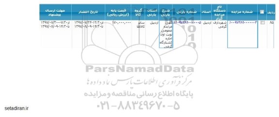 مزایده, مزایده اجاره کشتارگاه گرمی