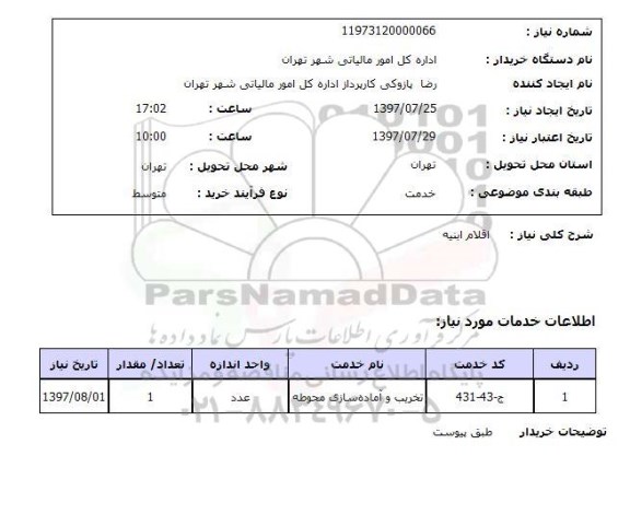 استعلام,اقلام ابنیه