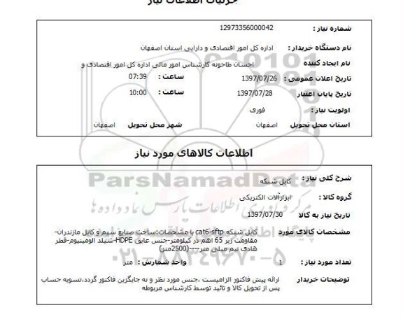 استعلام, استعلام کابل شبکه