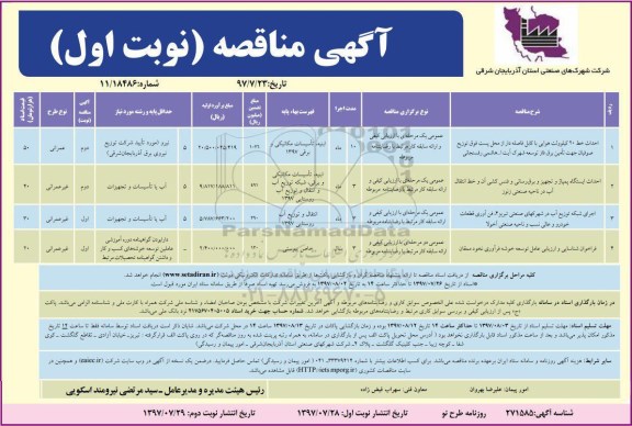 آگهی مناقصه,مناقصه احداث خط 20 کیلوولت  هوایی با کابل