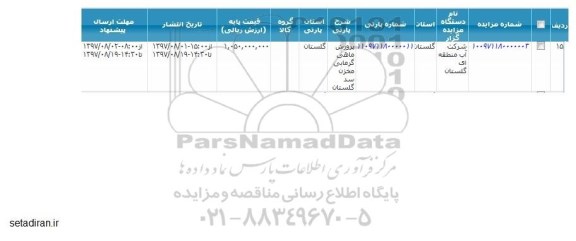 مزایده, مزایده مزایده پرورش ماهی گرمابی مخزن