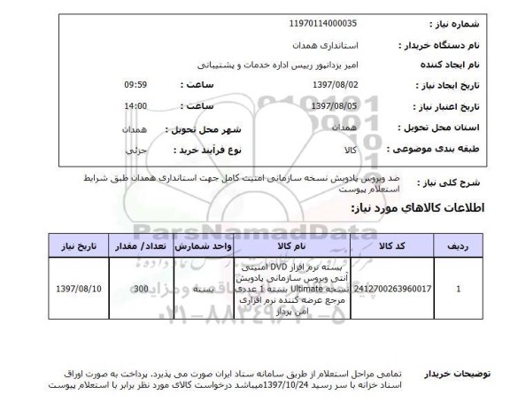 استعلام, ضدویروس پادویش نسخه سازمانی