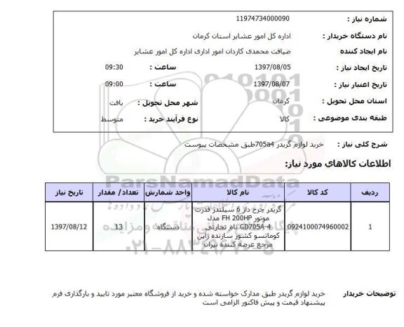 استعلام, خرید لوازم گریدر