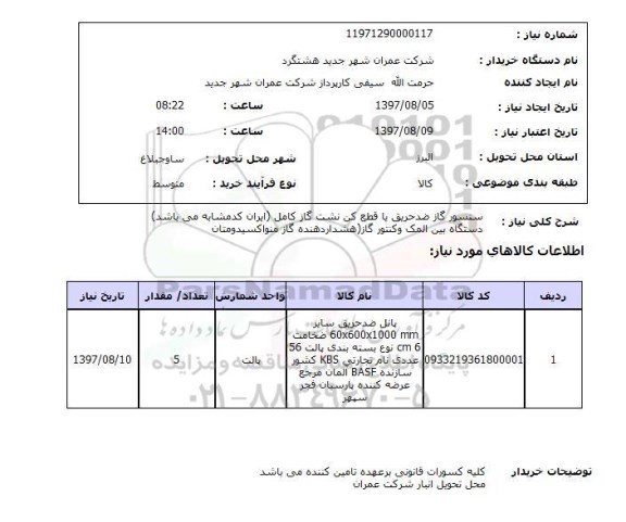 استعلام, استعلام سنسور گاز ضدحریق با قطع کن نشت گاز کامل...