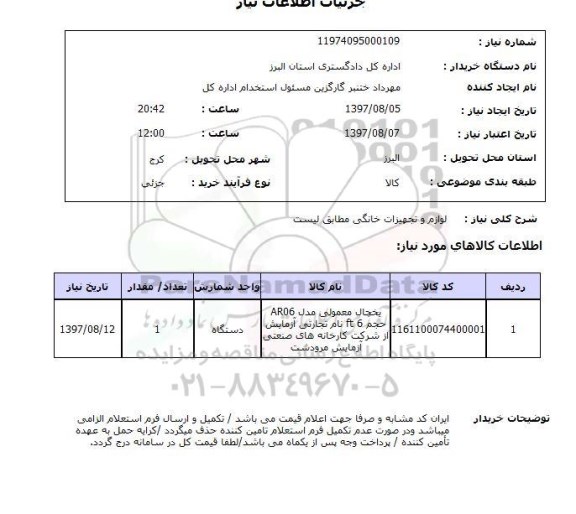 استعلام, لوازم و تجهیزات خان