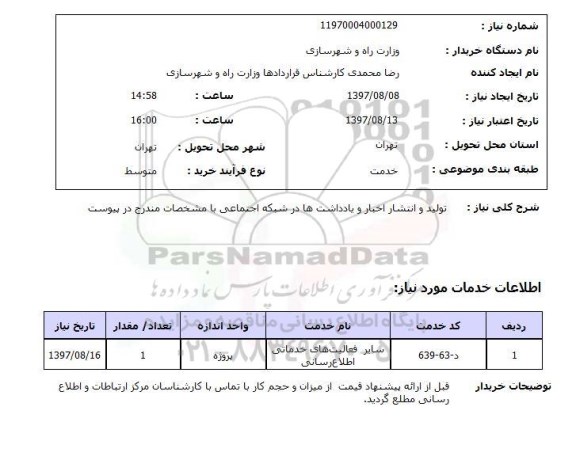 استعلام, تولید و انتشار اخبار و یادداشت ها در شبکه اجتماعی