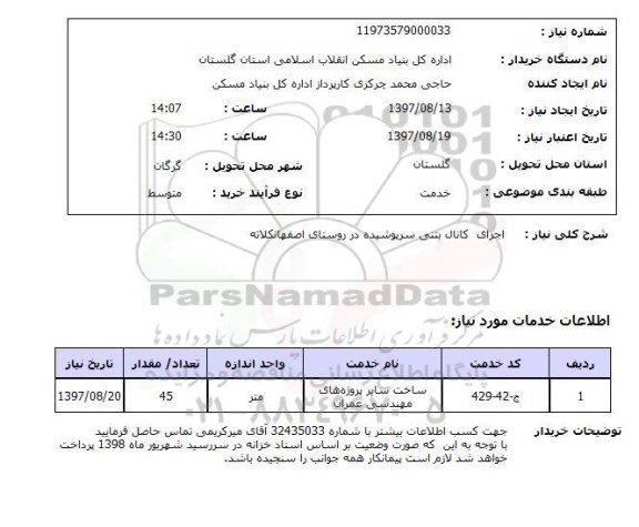 استعلام , استعلام اجرای کانال بتنی سرپوشیده 