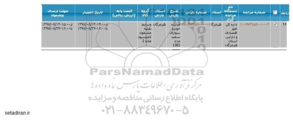 مزایده , مزایده خودرو سواری سمند 