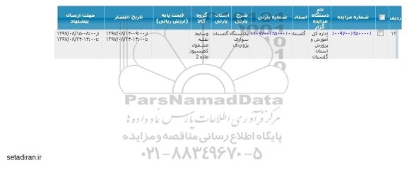 مزایده, مزایده یک دستگاه سواری پژو آردی