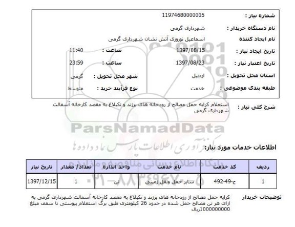 استعلام, حمل مصالح 