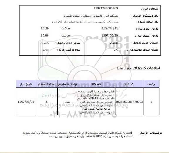 استعلام,استعلام فیلتر مولتی مدیا