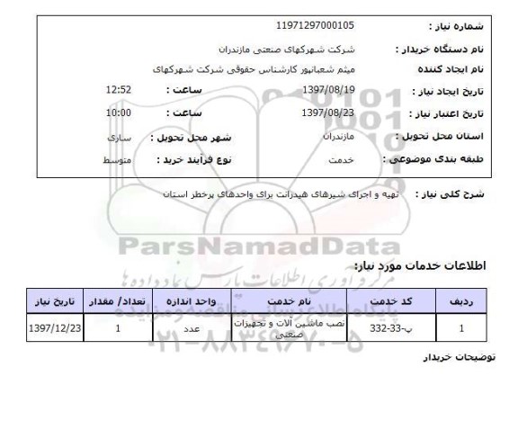 استعلام,استعلام تهیه و اجرای شیرهای هیدرانت