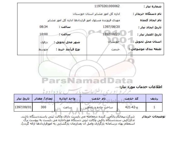 استعلام, ساخت جاده و راه آهن