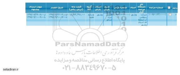 مزایده فروش دیزل ژنراتور