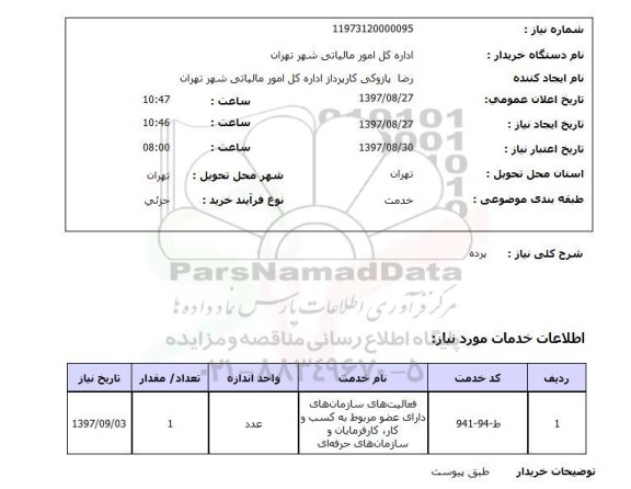 استعلام, پرده