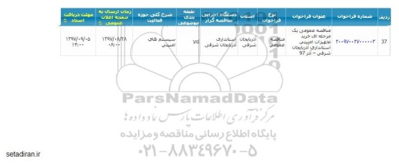 مناقصه عمومی, مناقصه خرید تجهیزات امنیتی