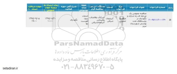 مناقصه راه اندازی و نگهداری در روستاهای تحت پوشش 