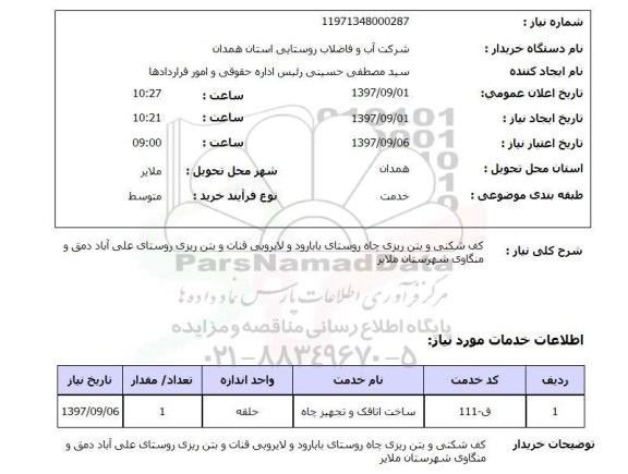 استعلام, استعلام کف شکنی و بتن ریزی چاه ...