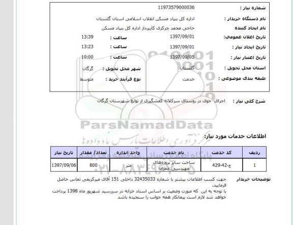 استعلام, استعلام اجرای جوی در روستای 