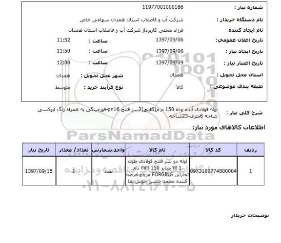 استعلام, لوله فولادی آبده چاه