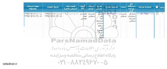 مزایده, مزایده آهن آلات 