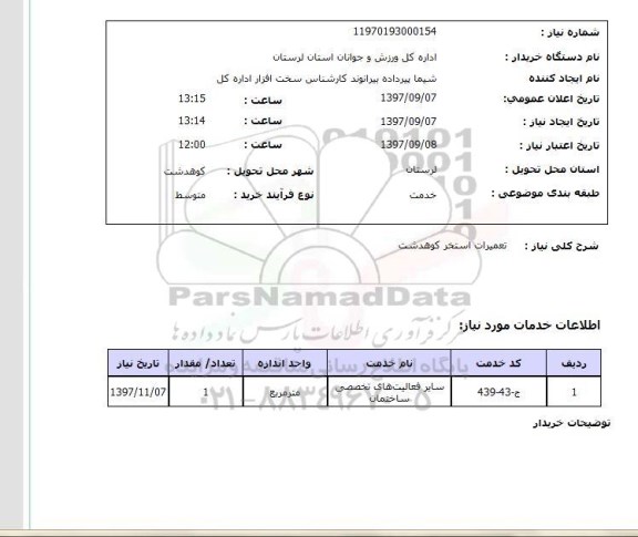 استعلام, تعمیرات استخر