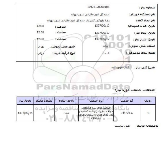 استعلام, کانال موتورخانه 