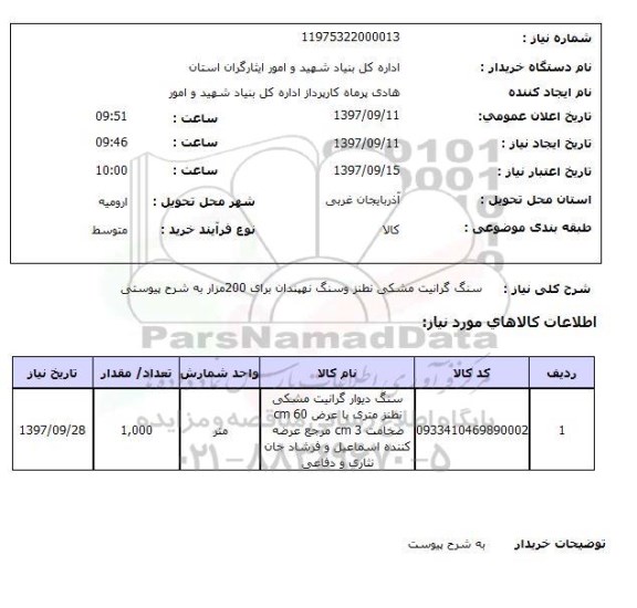 استعلام, سنگ گرانیت مشکی 