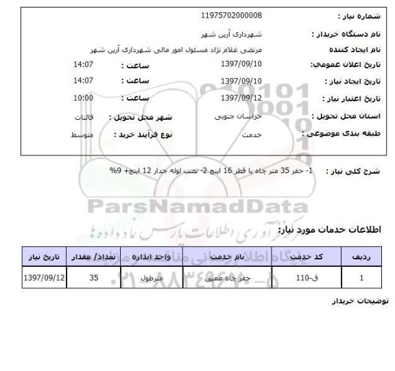 استعلام,حفر چاه