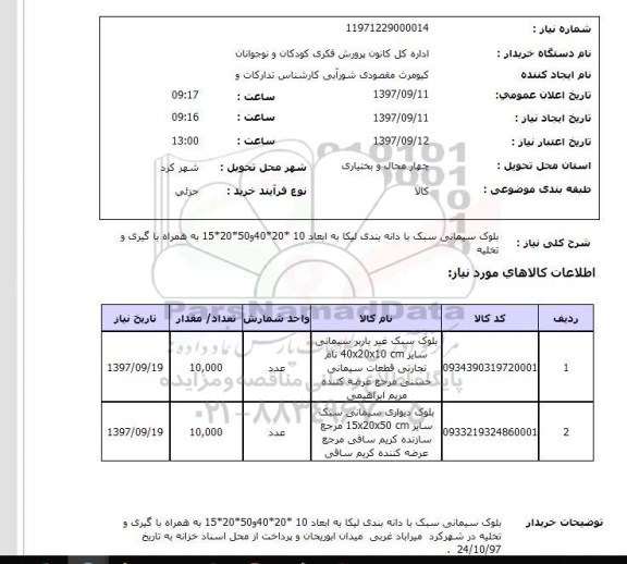 استعلام, بلوک سیمانی سبک با دانه بندی لیکا 