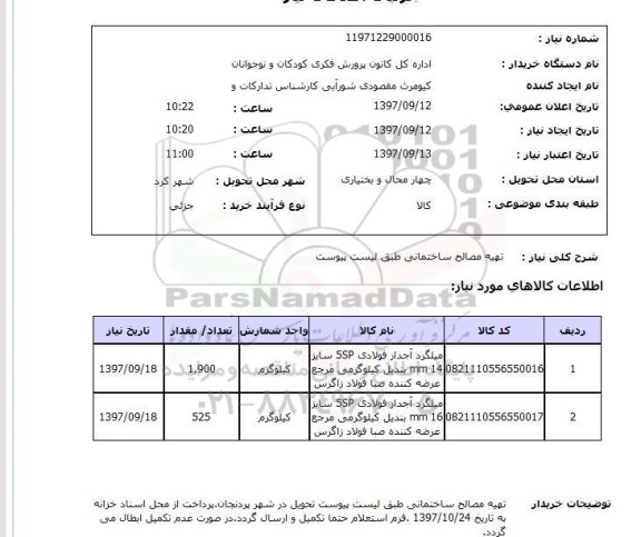 استعلام , استعلام  تهیه مصالح ساختمانی 