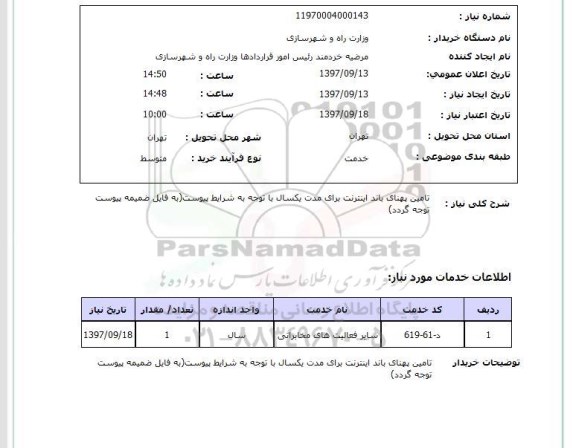 استعلام, تامین پهنای باند اینترنت 