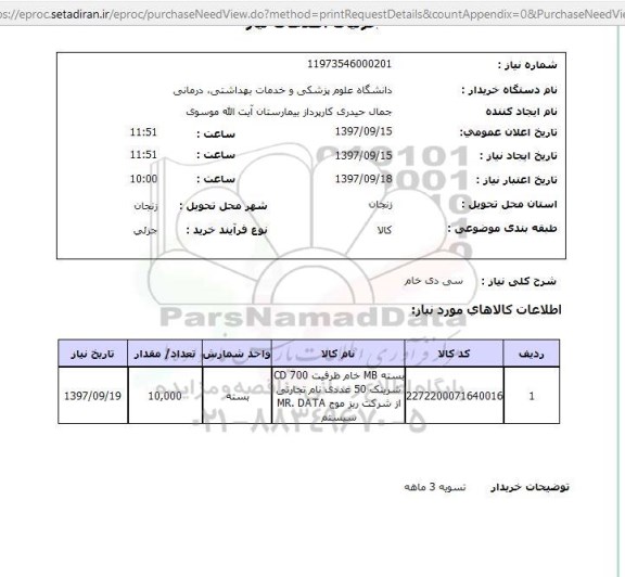 استعلام,  سی دی خام 