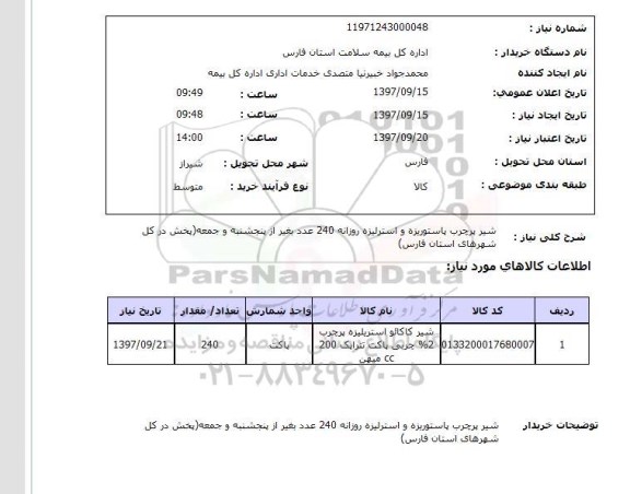 استعلام, شیر پرچرب