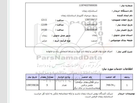 استعلام, استعلام  اجرای طرح توان افزایی و ارتقا تاب آوری ....