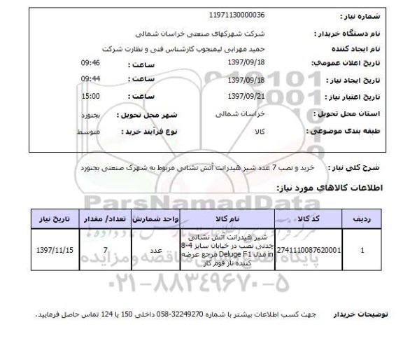 استعلام, شیر هیدرانت آتش نشانی