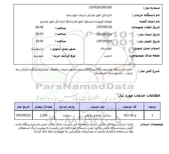 استعلام; استعلام اجاره یک دستگاه لودر ...